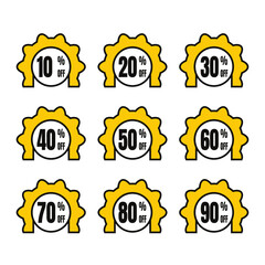 Sticker Discount, Label Promotion, Price Badge Percent Vector Illustration