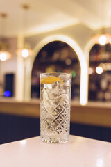 Alcohol drink on marble table.