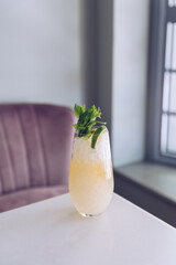 Mai tai cocktail on marble table.