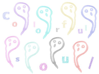 身体から抜けた魂のカラーセット、水彩タッチ