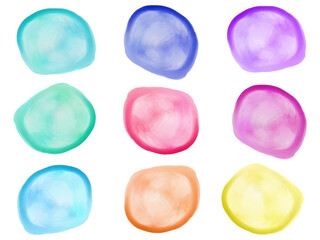 水彩タッチの円形フレーム、ラベル背景のカラーセット