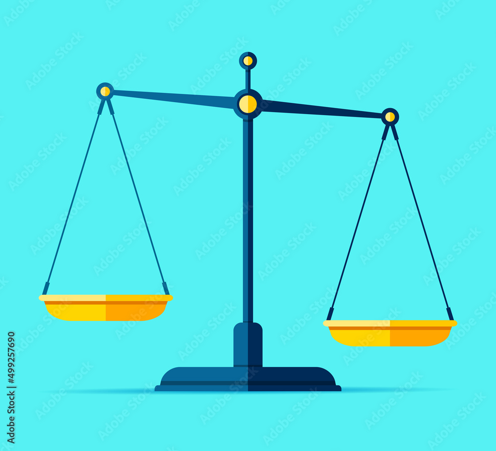 Poster scales icon in flat style. libra symbol, balance sign. vector design element for you project on colo