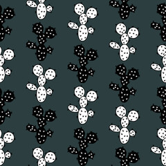 Vector seamless half-drop pattern, with cactus