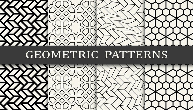 Set of arabic seamless patterns. Asian geometric traditional design islamic pattern. Seamless arabic ramadan pattern.