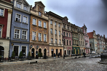 Fototapeta na wymiar Views of the different tourist places in Poznan, Poland. Ostrow Tumsky. Town Hall Square. Fisherman's Houses