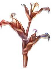 Representation of a corn plant isolated on a white background.