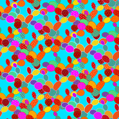 Vector seamless half-drop pattern, with cactus