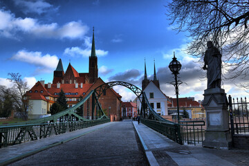 Views of the different tourist places in Wroclaw (Breslau, Wroclaw), Poland. Church. Ostrow Tumsky. Cathedral