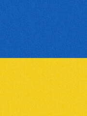 Ukrainian flag painted on cardboard paper