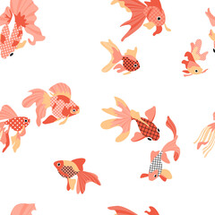 Seamless pattern with cute goldfishes