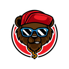 RAPPER BEAR HEAD MASCOT LOGO