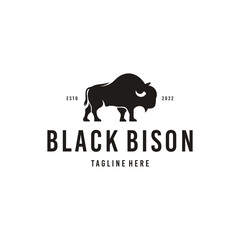 Vintage Bison Bull Buffalo Angus Silhouette Logo design