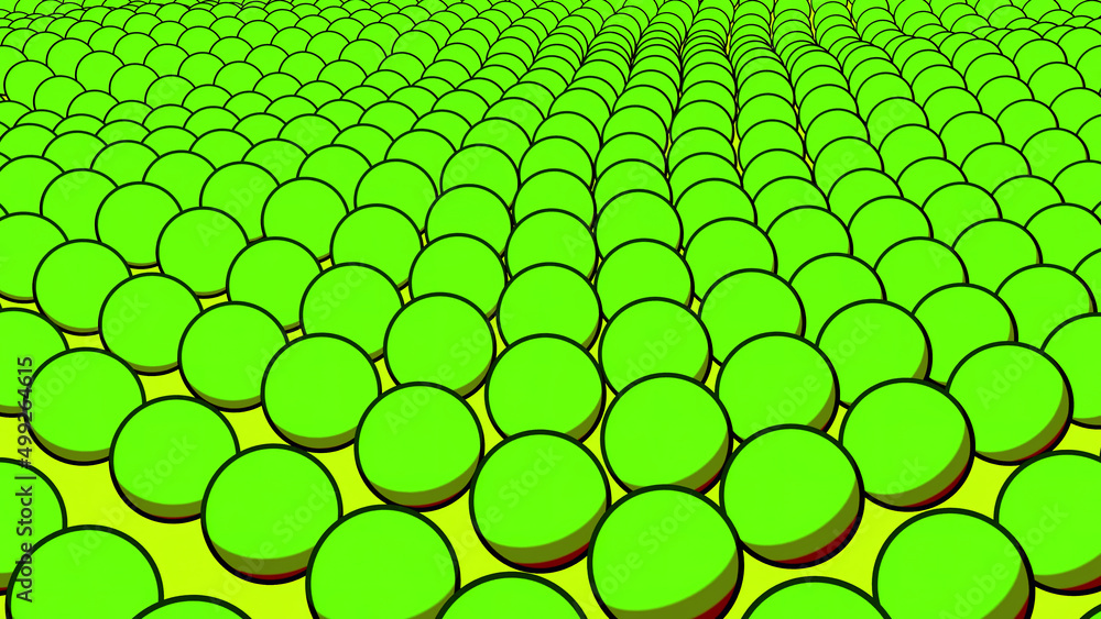 Poster green abstraction. design. circles on a yellow background that expand and narrow in animation.