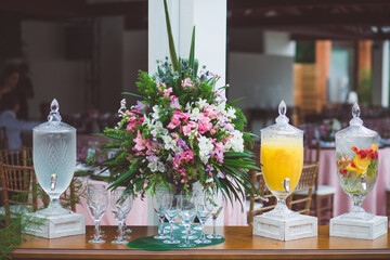 flavored water in buffet for social party 