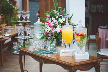 flavored water in buffet for social party 