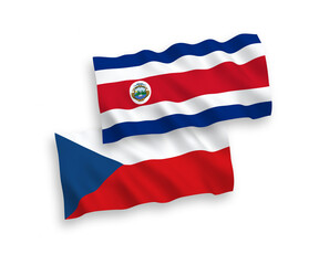 Flags of Czech Republic and Republic of Costa Rica on a white background