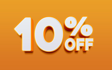 3d render of 10 percent off in yellow background
