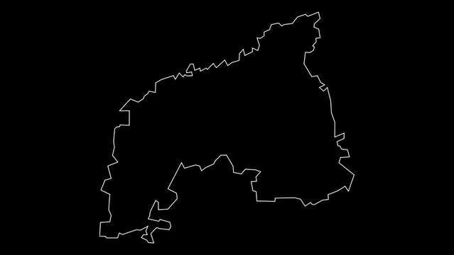 Khomas region map of Namibia outline animation