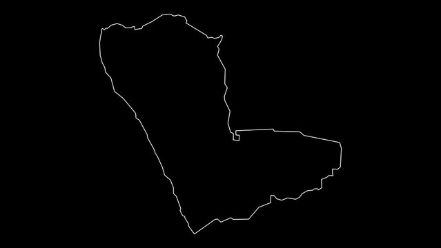 Kunene region map of Namibia outline animation