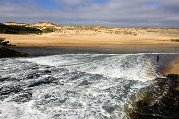 Port d'Albret à Vieux Boucau, barrage et embouchure