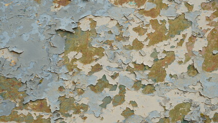 Rusty steel plate with old paint. Old dirty rusty galvanized iron plate texture for background.