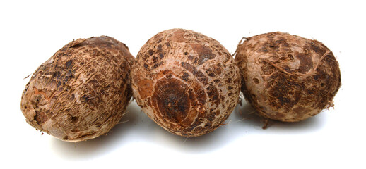 Closeup of taro on white background 