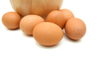 Egg noodles on a white background