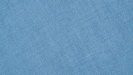 Light blue woven surface closeup. Linen textile texture. Fabric background. Textured braided wallpaper. Macro