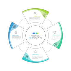 Modern infographic circle element template can be used for workflow layout, diagram, number options, web design. Infographic business concept with 4 option, parts, steps or processes.	