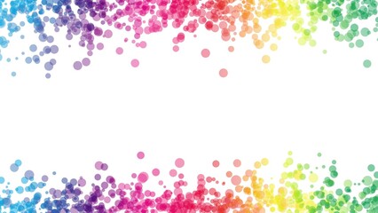 Rainbow dot frame on white background