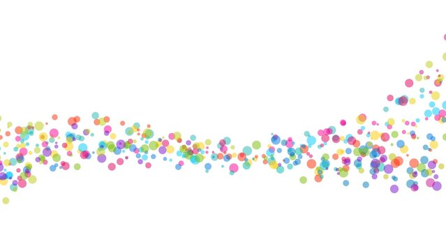 Rainbow color dots wave on white background