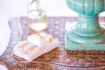 flower arrangement and ornaments for party decoration 