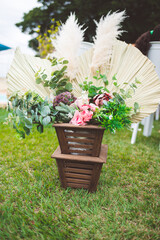 flower arrangement and ornaments for party decoration 