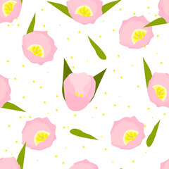 Tulips seamless background. Flower pattern. Vector illustration graphic. Botanical print.