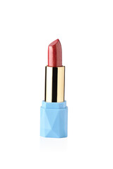 Luxury lipstick on white background. Makeup product.