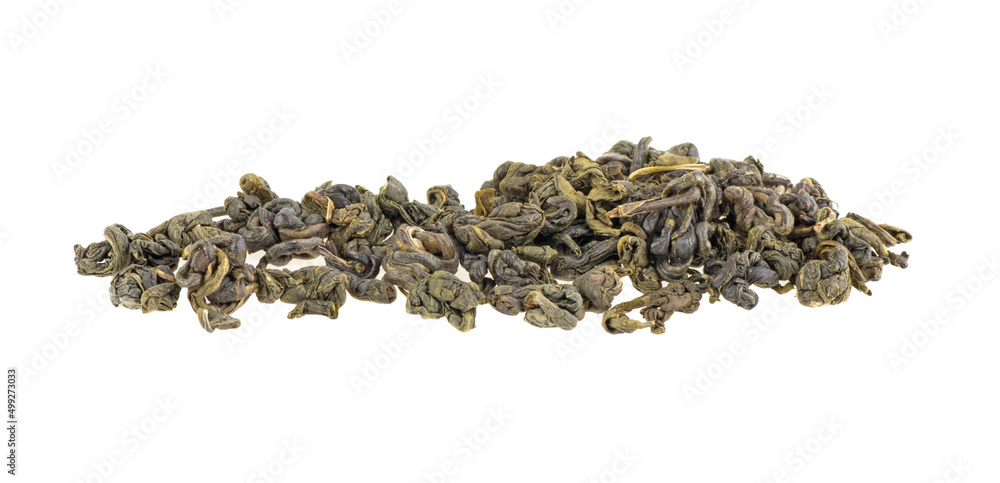 Wall mural dry green tea isolated on white background