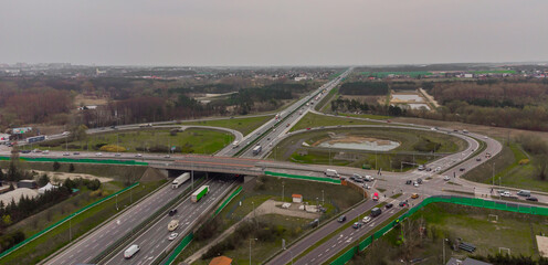 aerial view of highway - obrazy, fototapety, plakaty