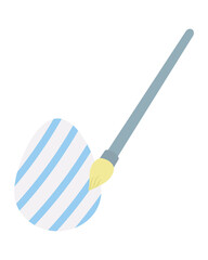 Easter Egg. Paint with a brush. The souvenir has an ornament of blue stripes. Color vector illustration. Isolated background. Flat style. Festive print. Idea for web design, invitations, postcards.