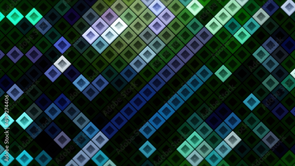 Poster abstract diagonal square mosaic pattern background, seamless loop motion graphics. motion. flickerin