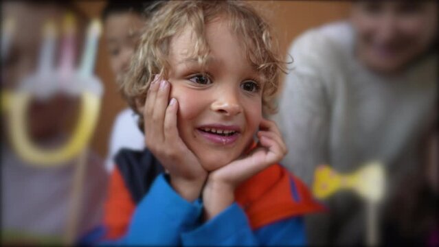 One happy child celebrating birthday real life expression