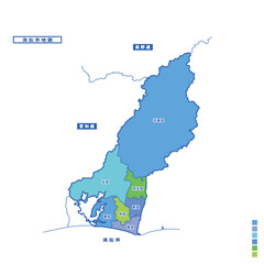 浜松市行政区・浜松市地図 雨の日カラーで色分けしてみた