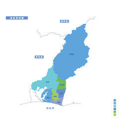 浜松市行政区・浜松市地図 雨の日カラーで色分けしてみた