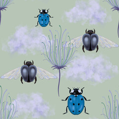 Bugs and ladybags. Summer pattern for your designs.