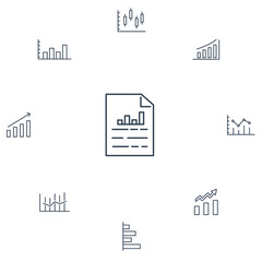 Charts and Diagrams icons set . Charts and Diagrams pack symbol vector elements for infographic web