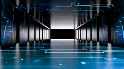 High resolution Abstract Tunnel Path of Digital Technology Background Isolated with Clipping Path.