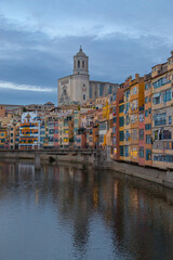Naklejka na ściany i meble Evening view of Girona city 