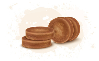 Jaggery sugar cane round slices vector illustration