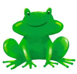 Rainy season green frog illustration hand drawn