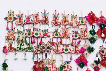 KOLKATA, WEST BENGAL , INDIA - DECEMBER 12TH 2014 : Handmade jute artworks, handicrafts on during...