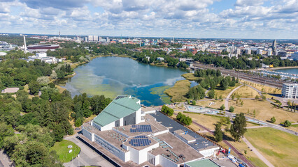 Aerial summer view on Toolonlahti bay in Helsinki, Finland.